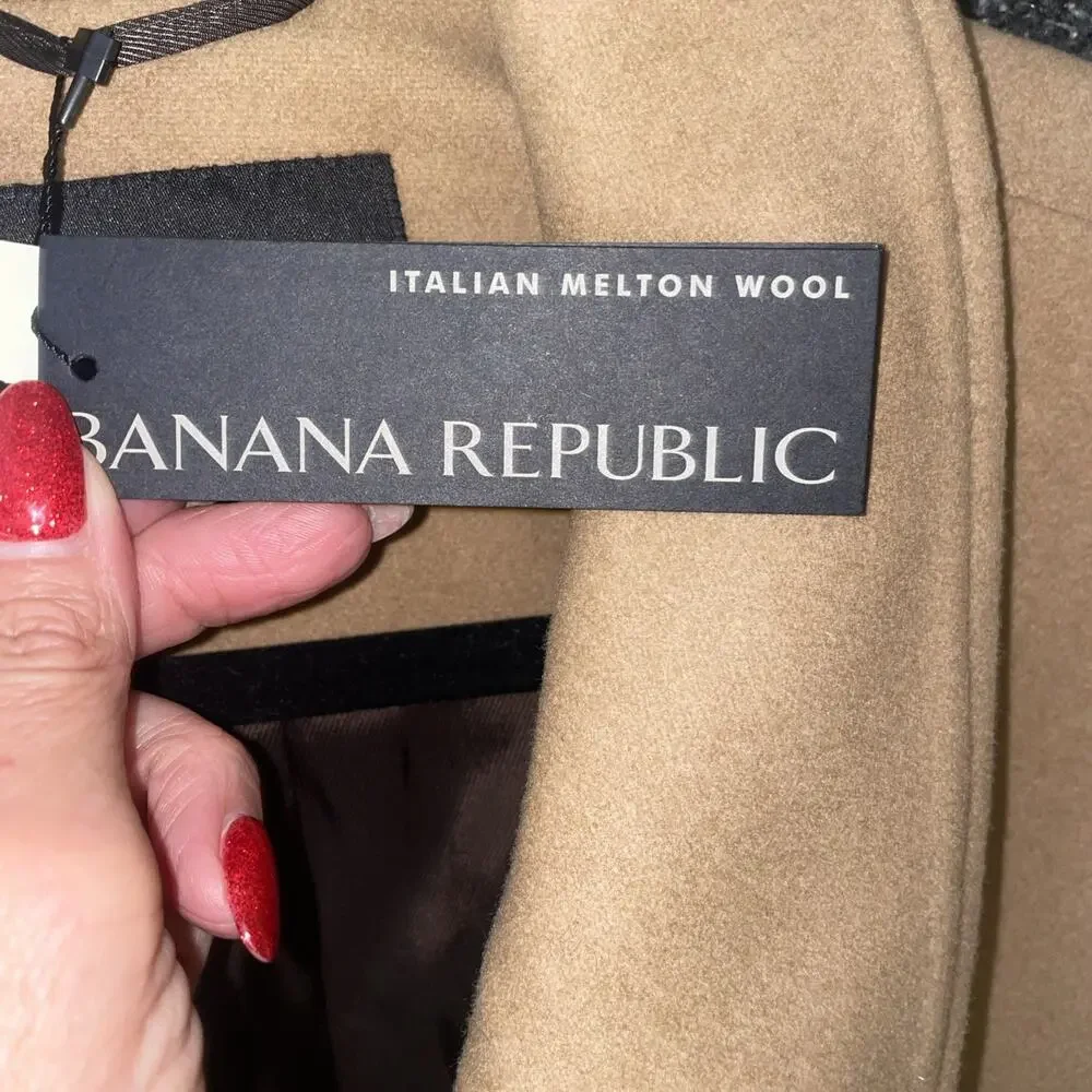 Banana Republic Men’s Brown Italian Wool XXLT Trench Coat Italian Melton Wool